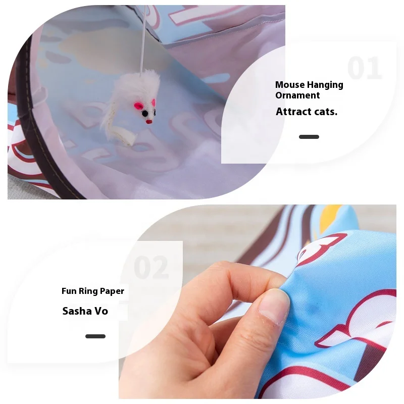 Túnel plegable para patatas fritas para gatos, juguetes de entrenamiento interactivos para mascotas, suministros divertidos para juegos de gatitos, juguete interior para mascotas, cubo de taladro - imagen 3