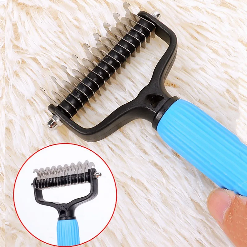 Peine para perros, cuchillo, peines para perros, removedor de pelo de mascotas de doble cara, cepillo para perros de acero inoxidable para limpieza de nudos, cepillo para perros, productos para mascotas - imagen 2