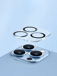 Protector de lente de cámara para iPhone serie 12/13/14, cobertura completa, vidrio templado integrado, película de lente transparente HD resistente a los arañazos