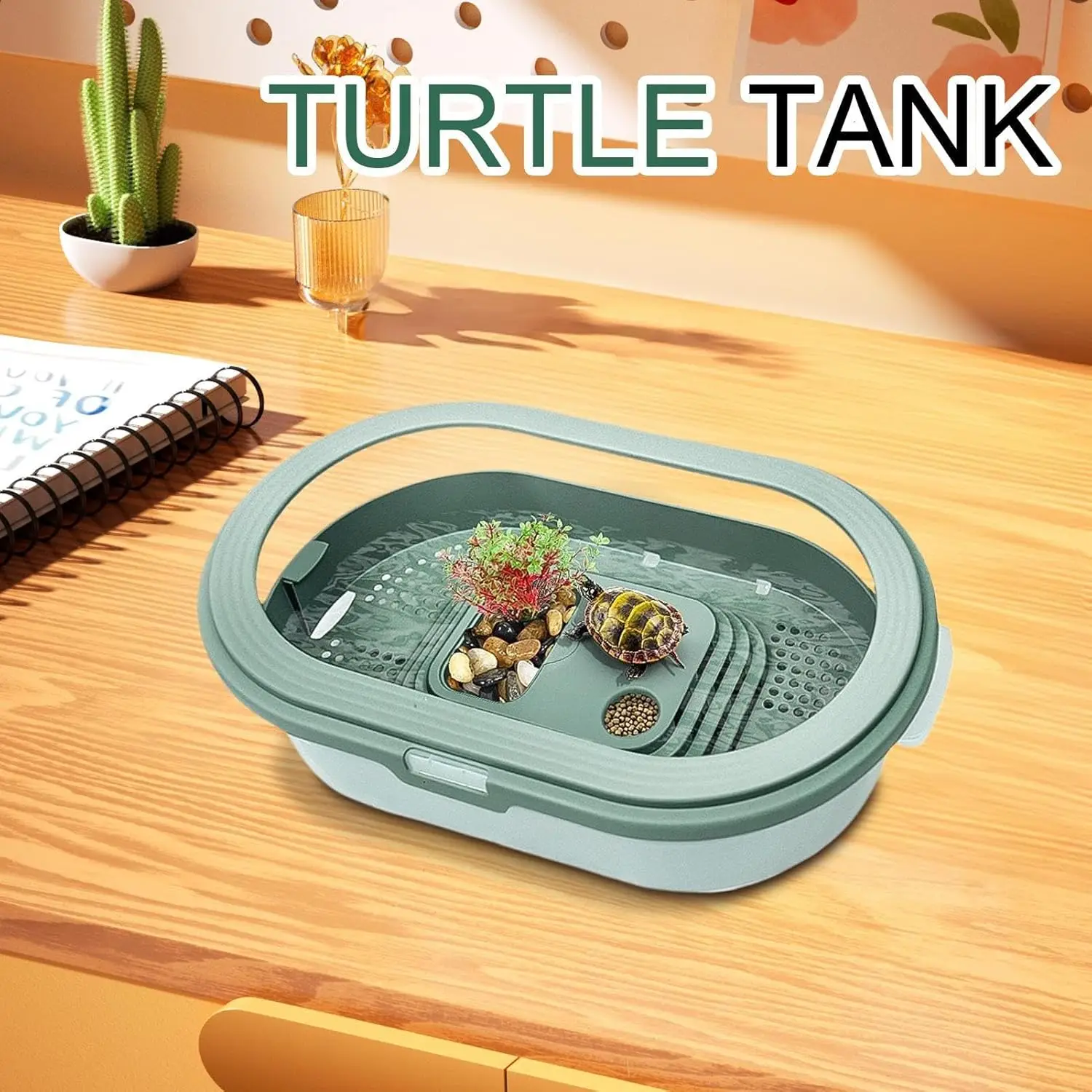 Tanque acrílico para tortugas con filtro – Terrario acuático