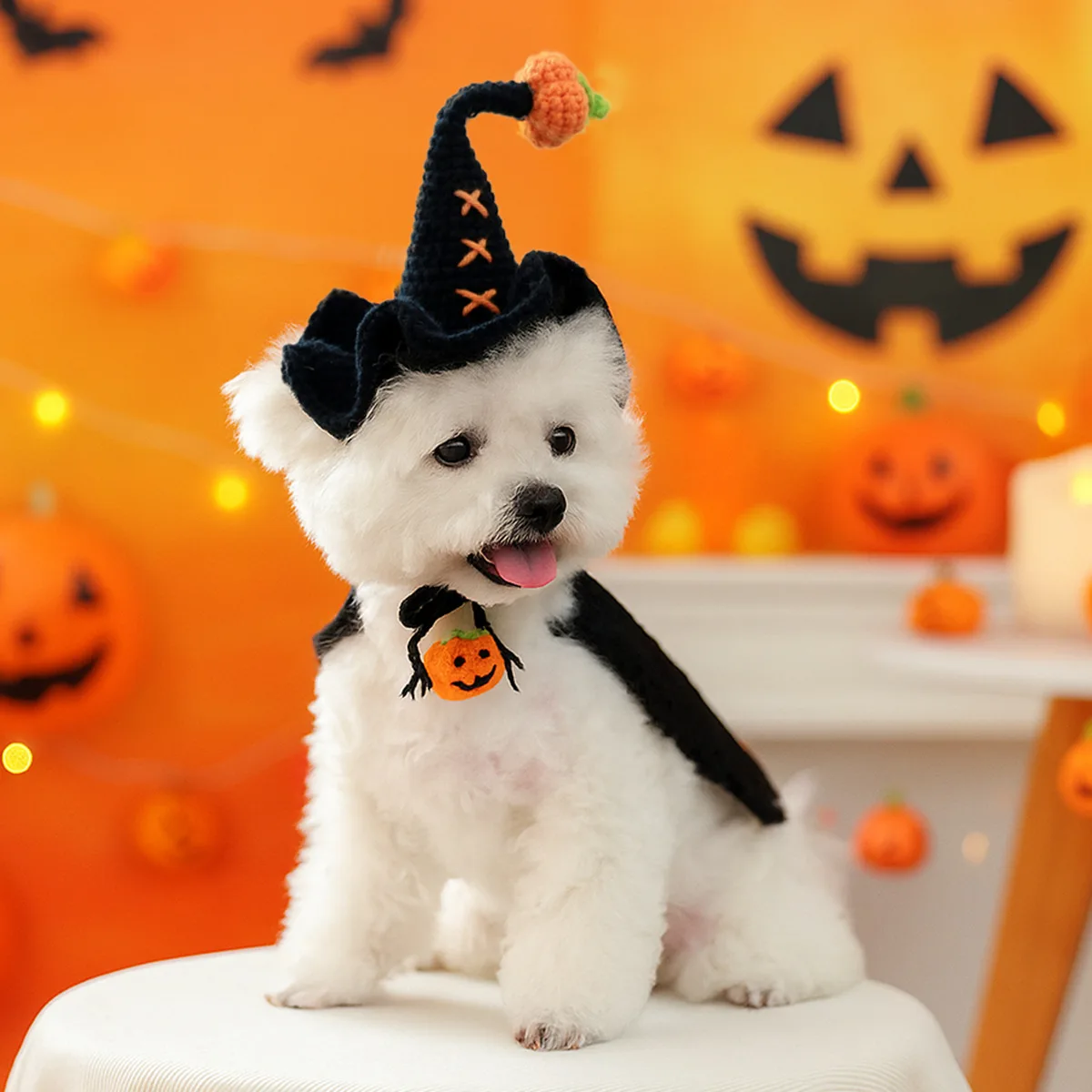Gorro tejido para mascotas, accesorio bonito para perros pequeños, gorro de lana para Halloween, accesorios para perros pequeños, accesorios para cachorros - imagen 3