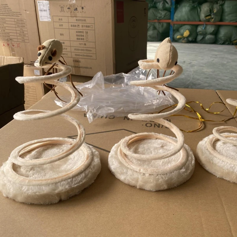 Juguete para gatos, alambre de acero en espiral, disco de lino con resorte, rascadores para gatos, tableros de lino, productos para gatos de interior, accesorios, juguetes de interacción de felpa - imagen 5