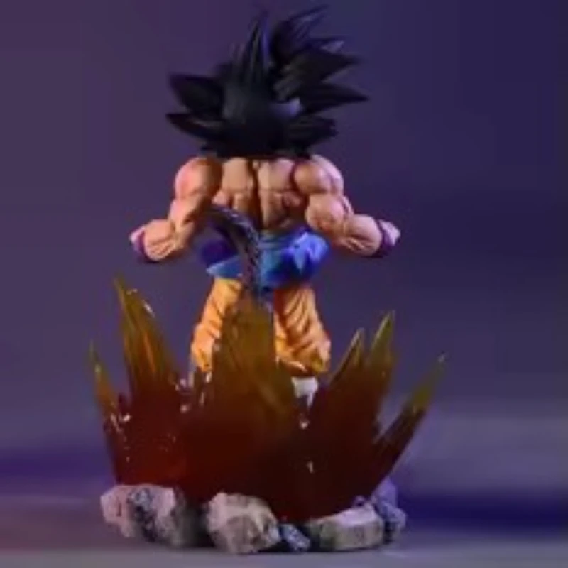 19cm BANDAI Dragon Ball SHK Kai Ape Series Son Goku Super Saiyan four Anime Glow Black Hair Goku Figure PVC Anime Model Ornament - imagen 4
