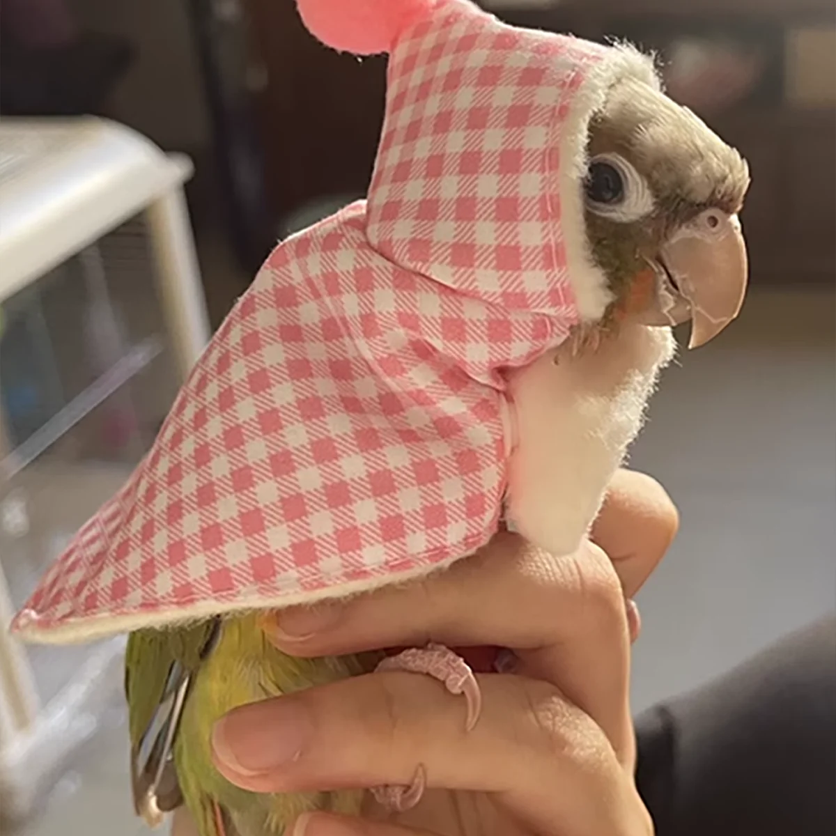 Linda ropa para pájaros, capa para pájaros, chaqueta gruesa para pájaros, pañal para pájaros, vestido de loro, traje de vuelo con pañal con tirantes de peonía con patrón de tigre - imagen 4