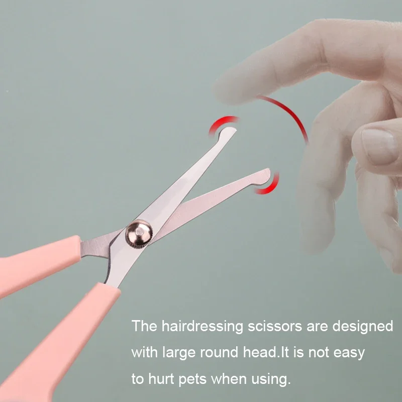 Tijeras de pelo para mascotas, acero inoxidable, corte de pies de animales, recorte de pelo de oreja, puntas redondeadas de seguridad - imagen 3
