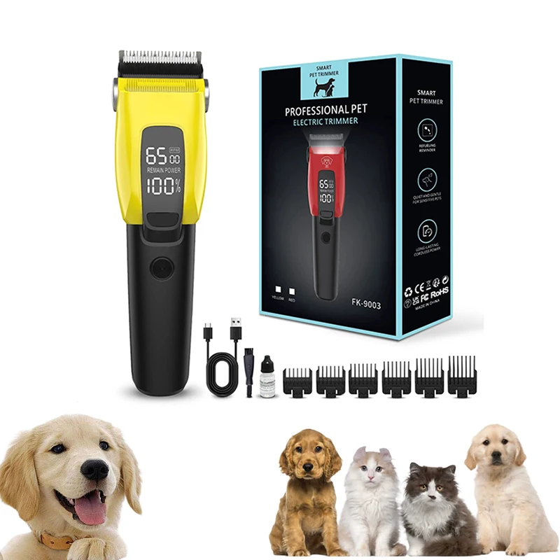 Cortadora de pelo para mascotas, cortadora de pelo para perros con ajuste de varias velocidades, función de iluminación, máquinas de corte de pelo para perros, afeitadora profesional para perros