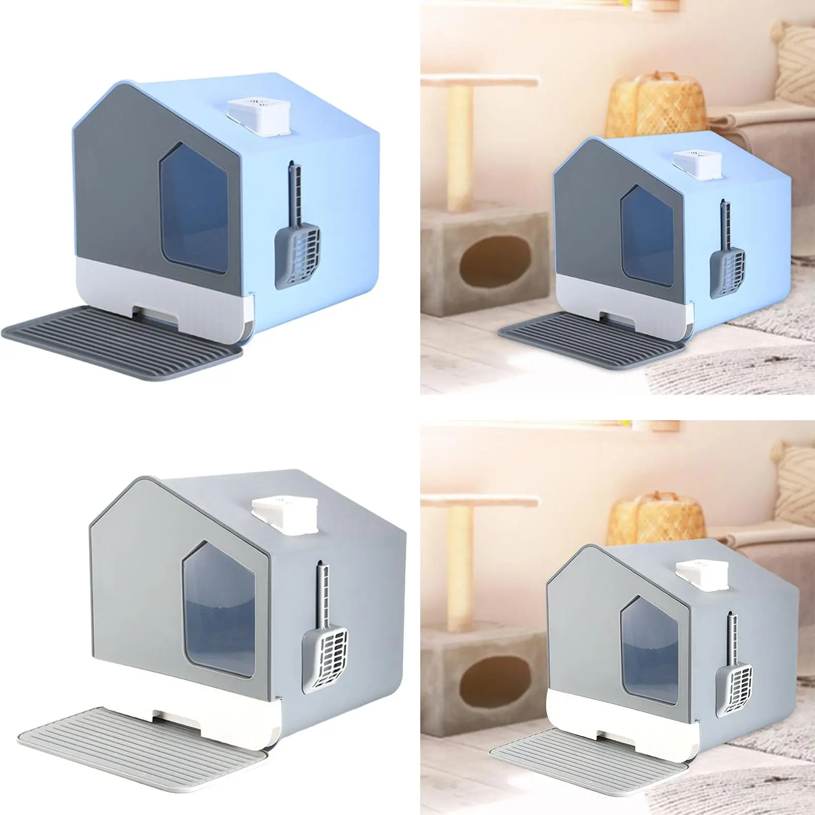 Caja de arena para gatos, casa de arena antisalpicaduras, fácil limpieza, inodoro para gatitos de alta cara, resistente con cajón, inodoro para gatos - imagen 3