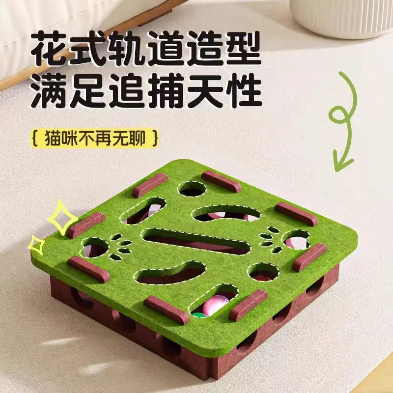 Juguete interactivo para gatos: laberinto de fieltro, bola y cascabel - imagen 2