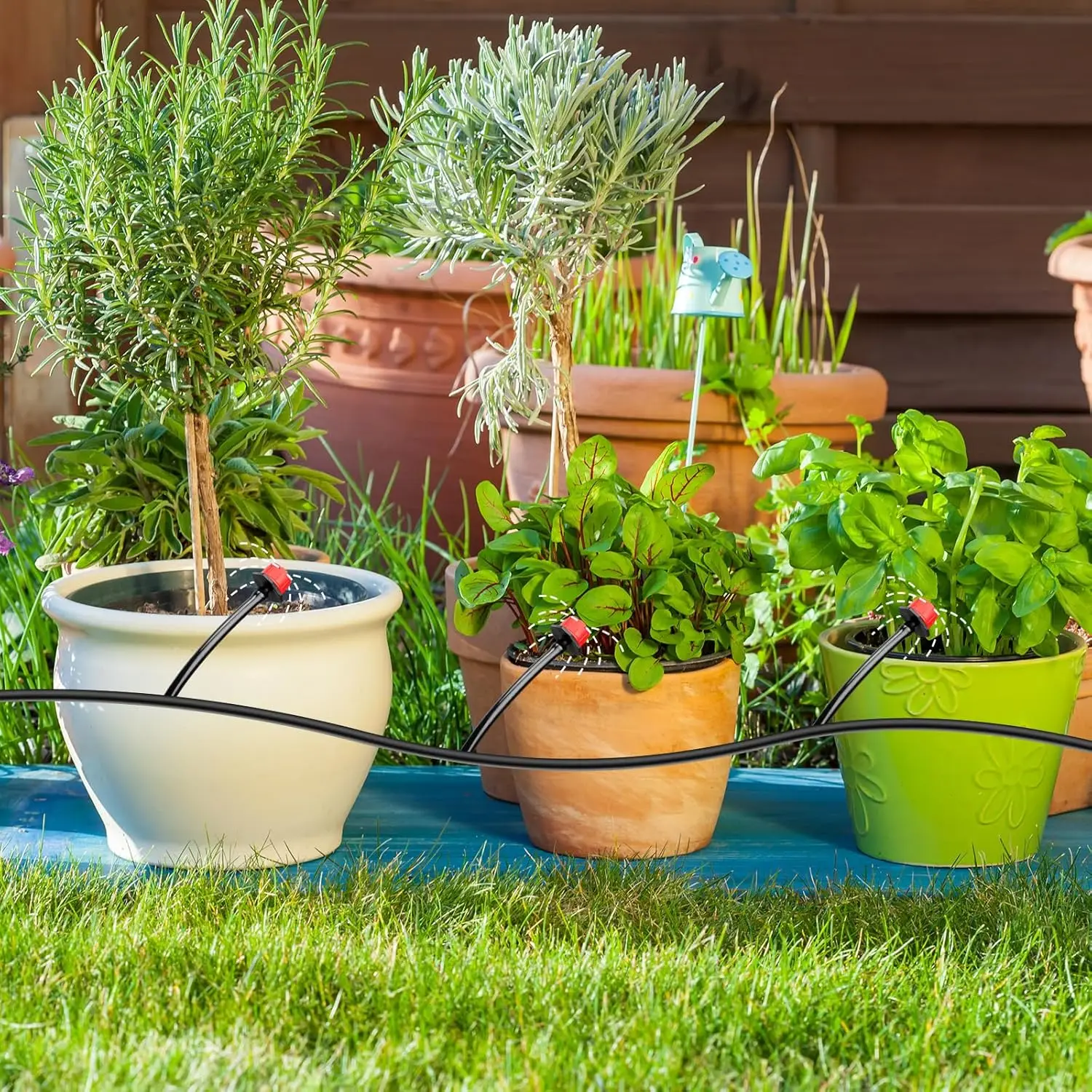 Sistema de riego por goteo de 13cm para regar aspersores de nebulización de jardín, dispositivos de bricolaje con manguera de tubo de 4/7mm para cultivo de césped, árbol y Patio - imagen 5