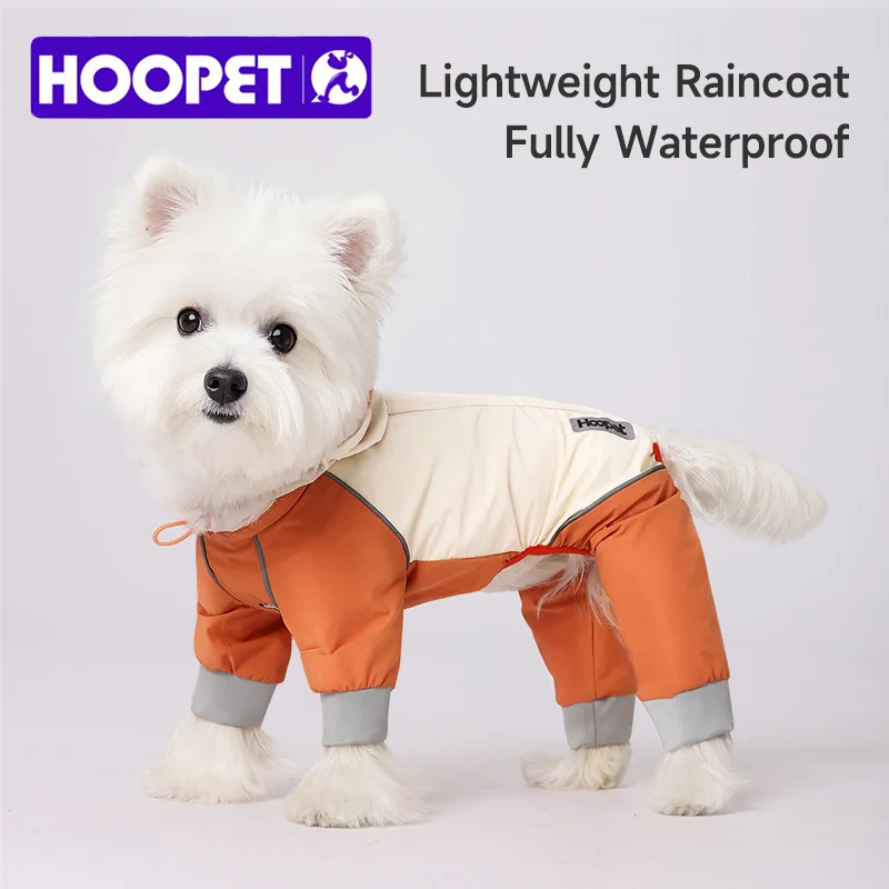 HOOPET Poncho de lluvia para perros, cubierta completa para el vientre, impermeable, ligero, impermeable para mascotas con orificio para correa para perros pequeños y medianos, peluche