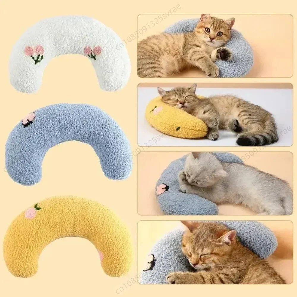 Cute Pillow for Pet Cats Dogs Sleeping Mat Neck Guard U-shaped Pillow Soft and Thick Bite Resistant Winter Warm Comfort Pillow - imagen 2