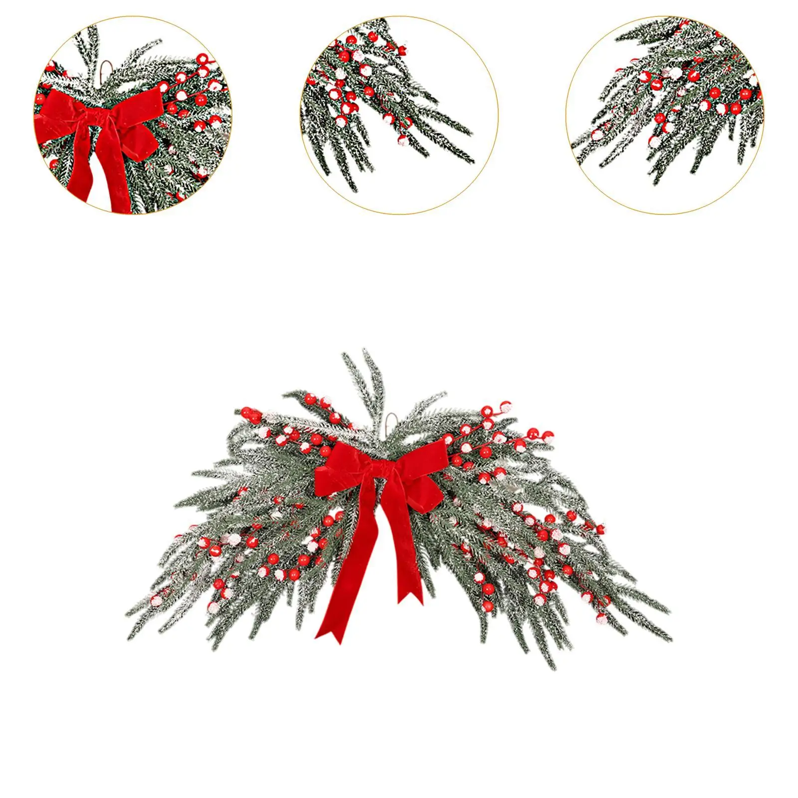 Christmas Garland Reusable Indoor and Outdoor Farmhouse Festival Home Decor Artificial Holly Red Berries Wreath Xmas Decoration