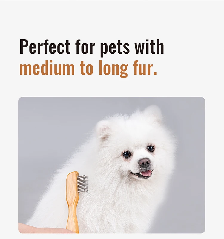 Truelove-peine de afeitar ecológico para mascotas, cepillos de peluquería para perros, mango de bambú suave, limpieza de acero inoxidable TLK25132 - imagen 2