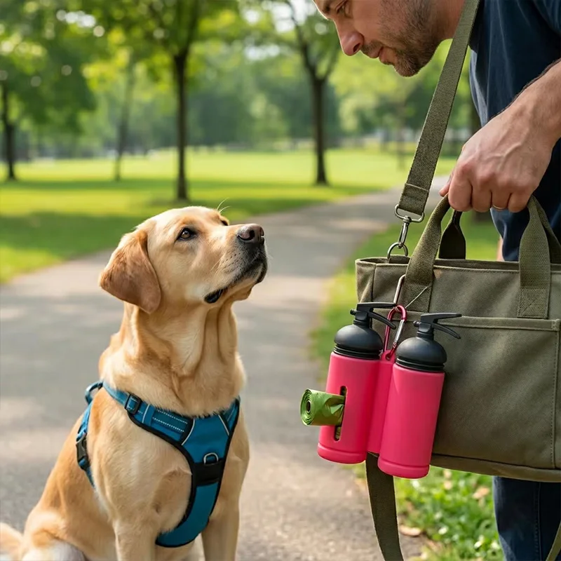 Bolsa 2 en 1 portátil para premios de perro y dispensador desechos - imagen 3