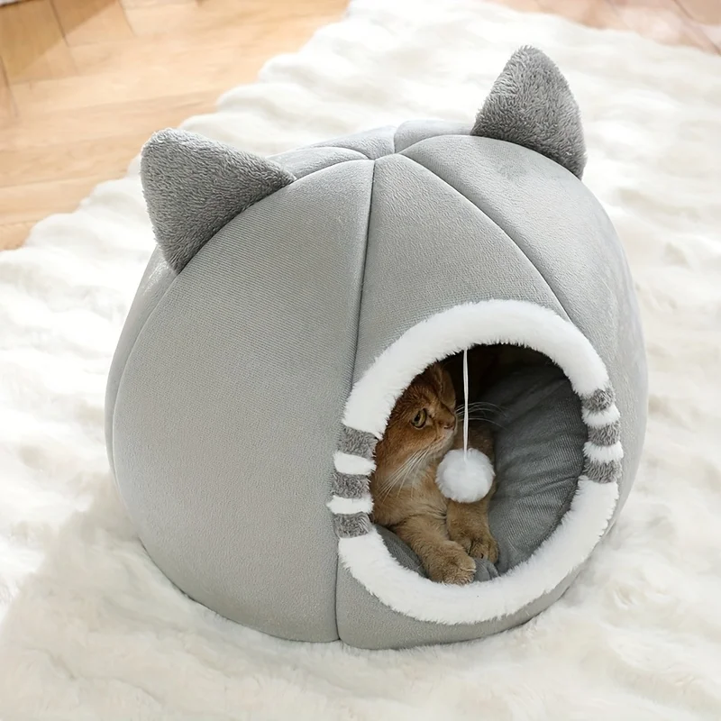 Cama cueva para gatos con colchón suave de sueño profundo - imagen 3