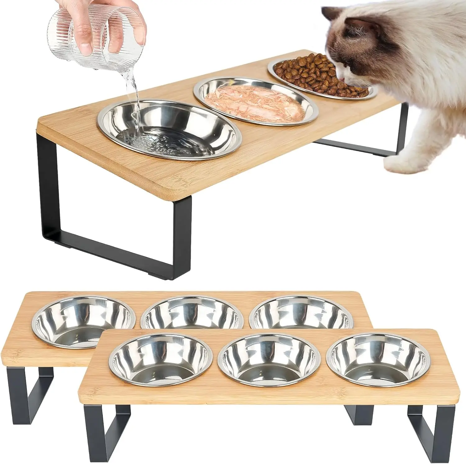 Comederos y bebederos elevados inclinados para gatos pequeños - imagen 2