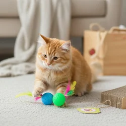 Pelota de plumas para gatos – Interactiva con sonido y ejercicio
