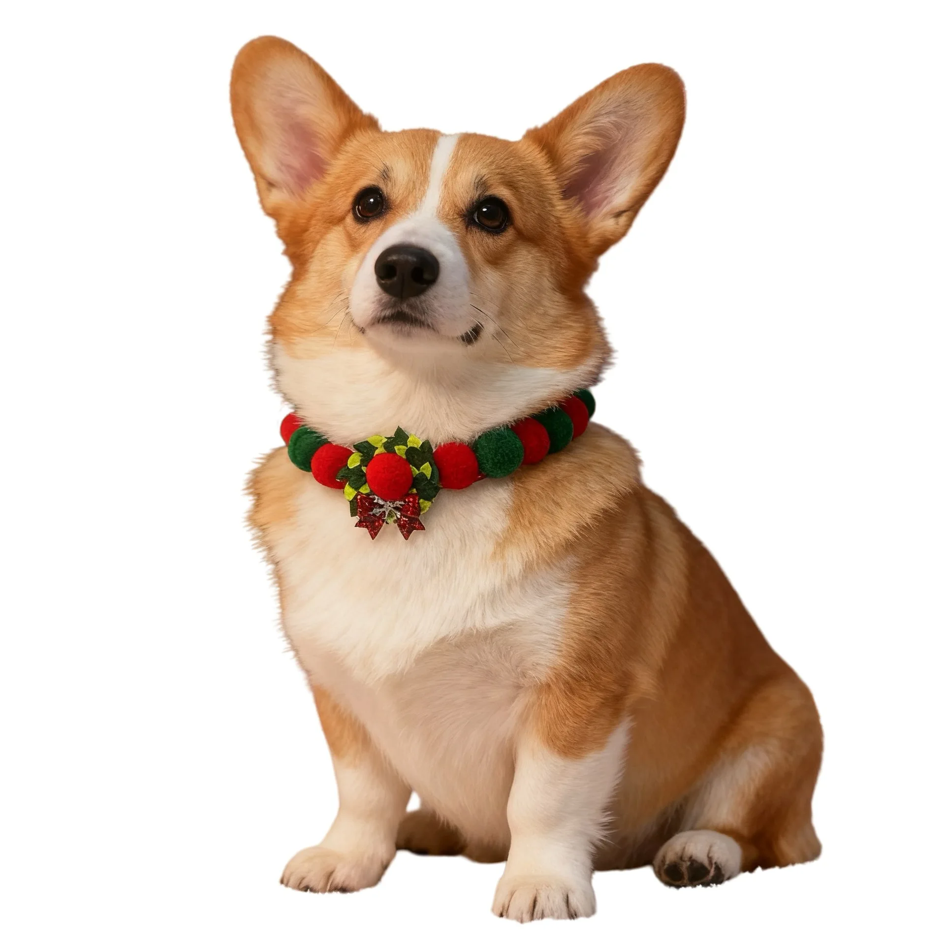 Perros Gatos Vacaciones Navidad Collar para mascotas con pompones - Poms y dijes festivos Cuerda elástica Accesorio festivo para decoración - imagen 4