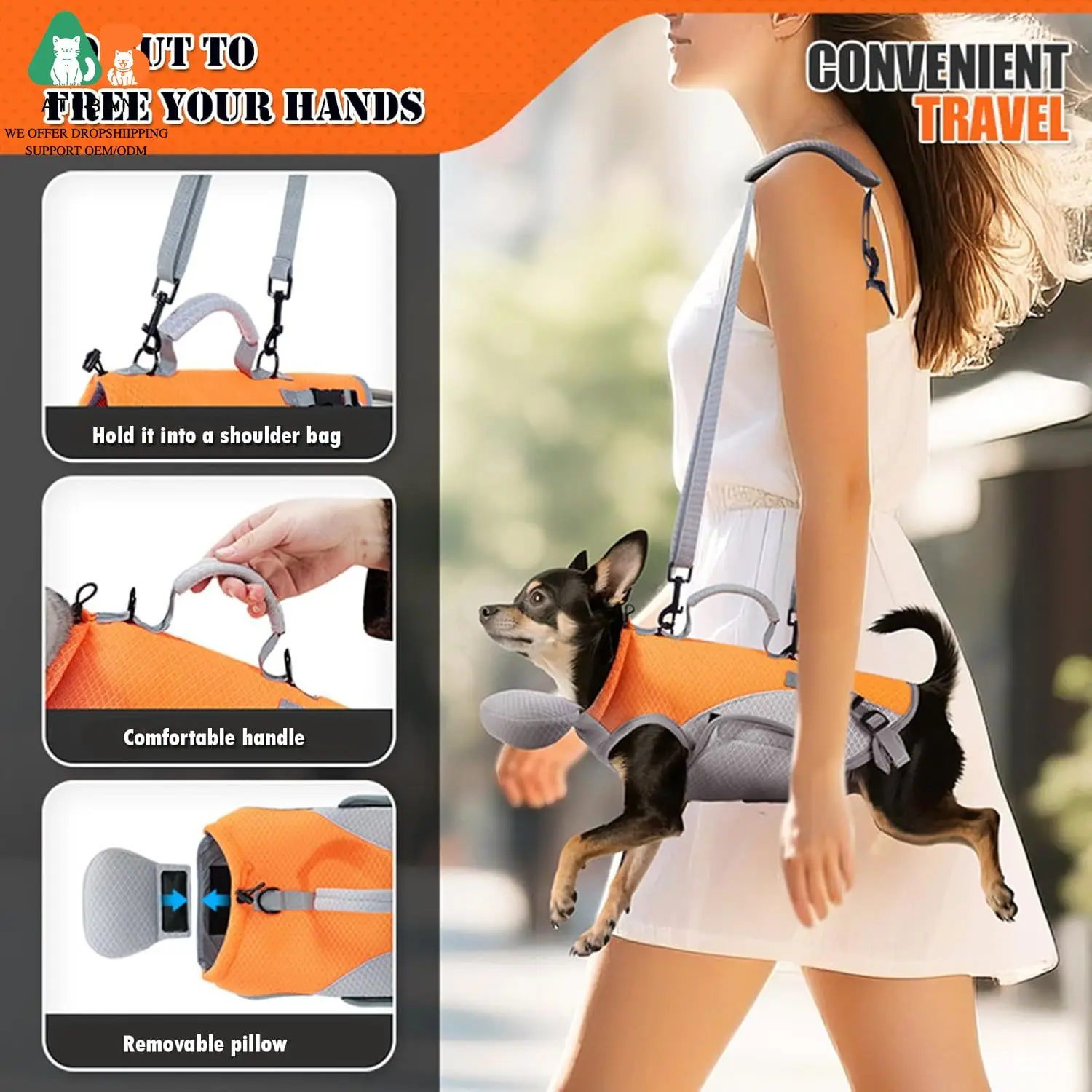 Portador 2 en 1 para gato y perro – Mochila transpirable con arnés - imagen 4