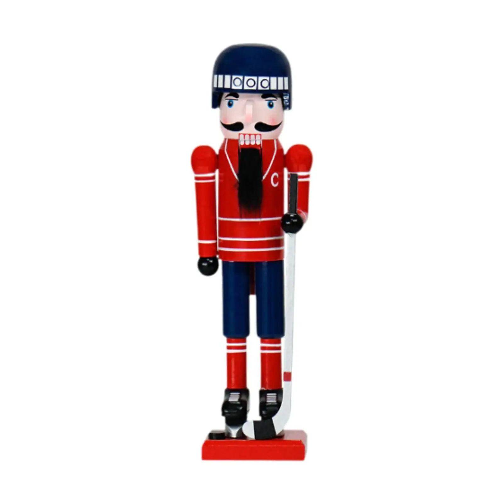 Christmas Wood Ice Hockey Sportsman Nutcracker Decorative Desktop Decoration Height 36cm for Countertops Versatile Lightweight