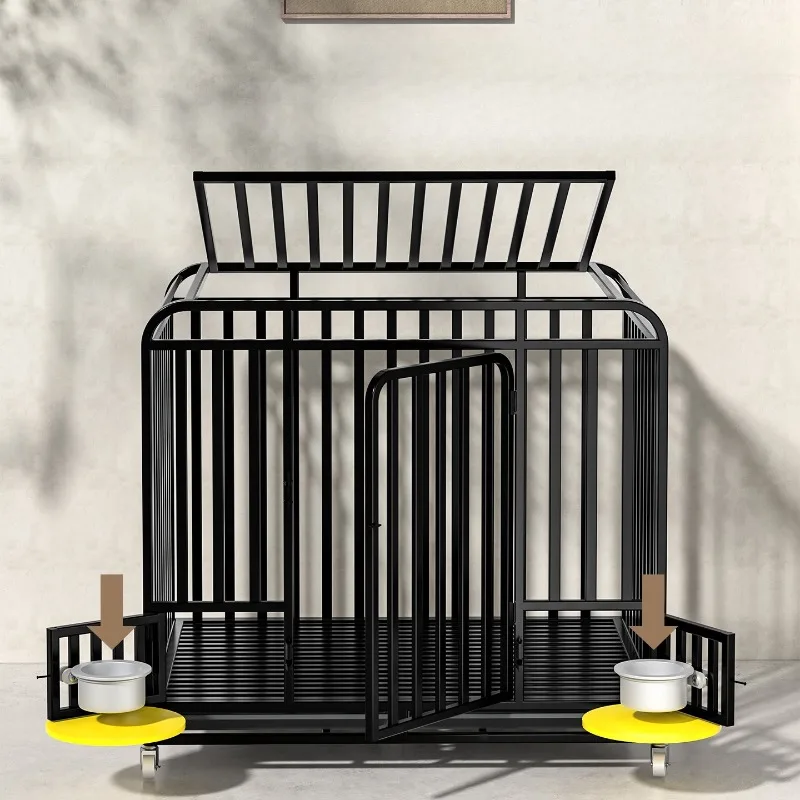 Jaula de Metal para perros, accesorios para casa de perros grandes y medianos, jaulas para perros grandes, bandeja con ruedas para cachorros, suministros para casa para perros para interiores y exteriores - imagen 4