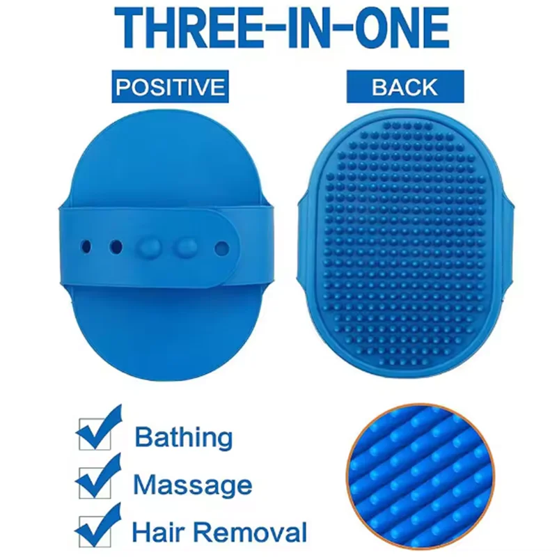 Cepillo de goma suave para perros, cepillo de baño para gatos, guante de goma, cepillo de masaje para el cuidado de la piel del pelo, suministros de baño para perros y gatos - imagen 4