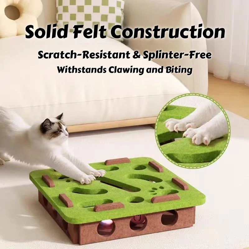 Caja de rompecabezas para gatos con bolas rodantes, juguete de laberinto de fieltro atractivo para mascotas de interior, estimulación mental y ejercicio de caza ​ ​ - imagen 3