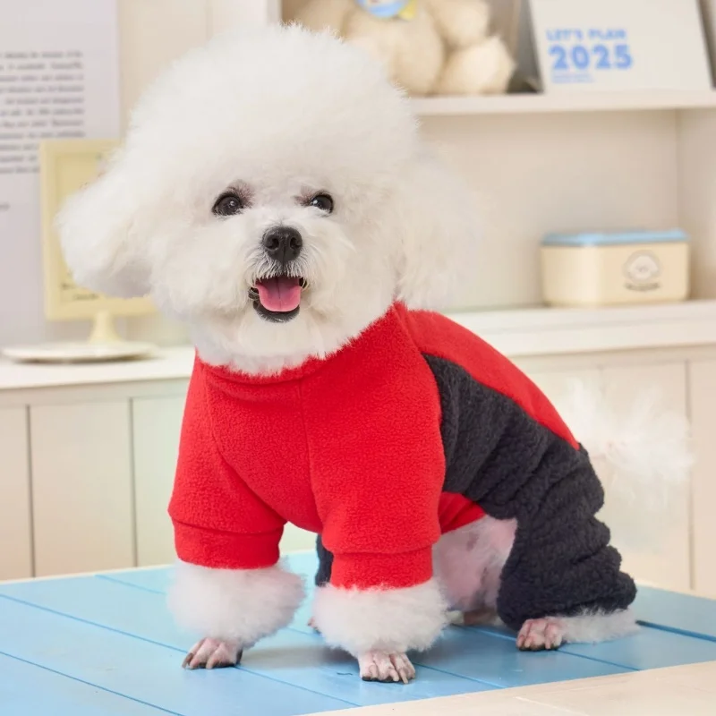 Monos lisos a la moda para perros, ropa cálida de invierno para perros, monos suaves de felpa para cachorros, pijamas bonitos para gatos, peleles para mascotas, disfraz de Chihuahua - imagen 4