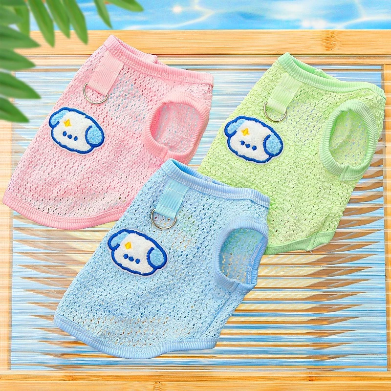 Ropa calada de dibujos animados para perros pequeños y medianos, chaleco de verano con protección UV para gatitos, transpirable, para ocio, Chihuahua, York, ropa para mascotas - imagen 3
