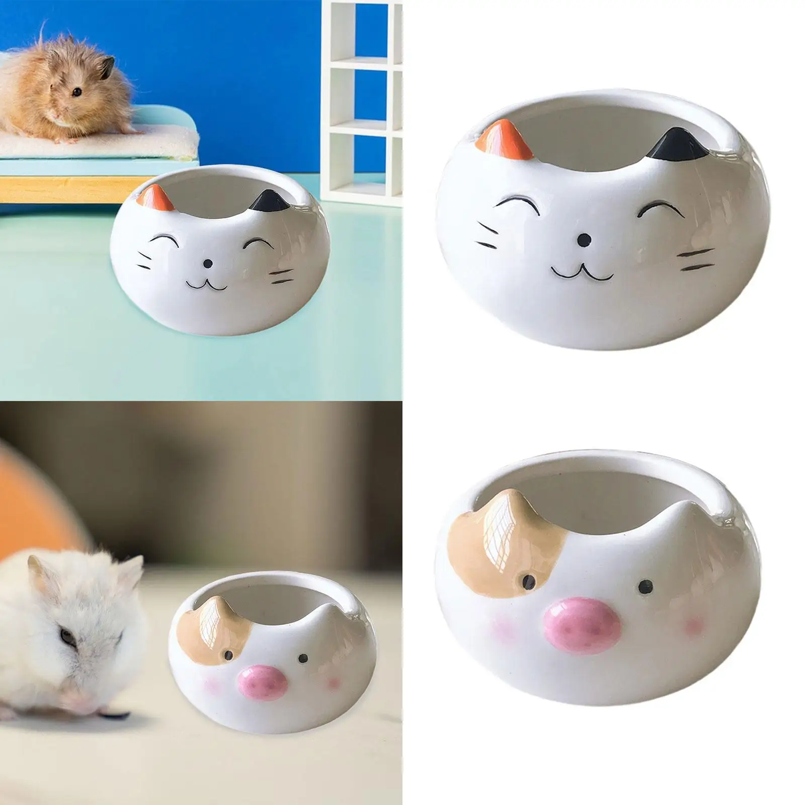 Cuenco de cerámica para comida de hámster, cuenco de comida para mascotas, fácil de limpiar, estable, comida para animales pequeños, agua portátil para ardillas, rata, hurón - imagen 3