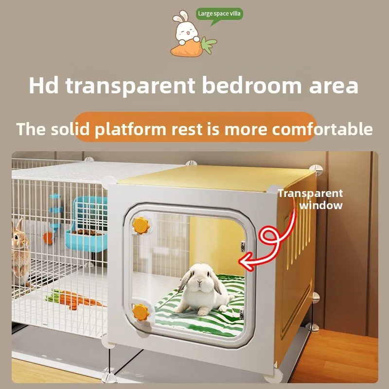 Jaula de valla de hierro para conejos, inodoro integrado grande, conejillo de indias holandés, jaula para conejos, Villa, animales pequeños, productos para mascotas, jaulas, accesorios - imagen 5