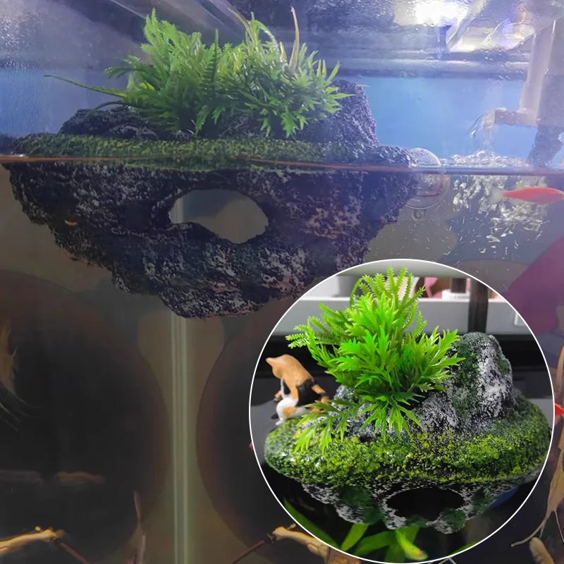 1 Uds. Isla suspendida pecera decorativa creativa piedra flotante simulación decoración de acuario adornos accesorios de acuario - imagen 5