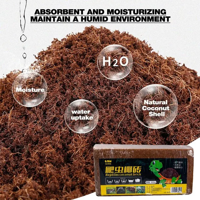 Ropa de cama de cáscara de coco de sustrato de reptil, ladrillo de sustrato de cocofibra Natural, accesorios de Habitat de tortuga - imagen 4