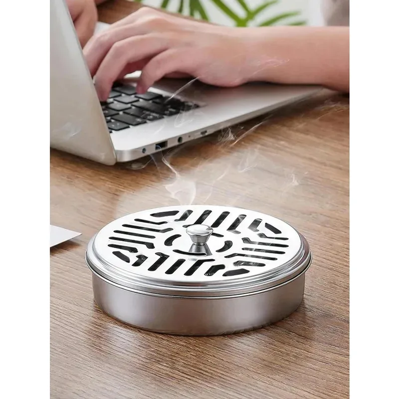 Estante de incienso repelente de mosquitos para el hogar con tapa, caja de incienso repelente de mosquitos, bandeja de incienso redonda repelente de mosquitos, 1 ud. - imagen 3