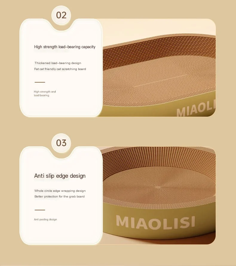 Rascador redondo ovalado para gatos, juguetes resistentes al desgaste, poste de rascado, papel corrugado duradero, cama para gatos - imagen 3