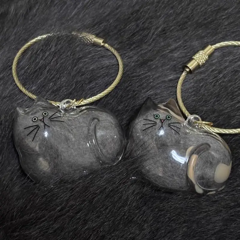 Abalorio conmemorativo de piel de gato, cápsula de recuerdo de resina para pelo de mascota, llavero portátil, colgante para pelo, colgante de puente de arcoíris - imagen 5