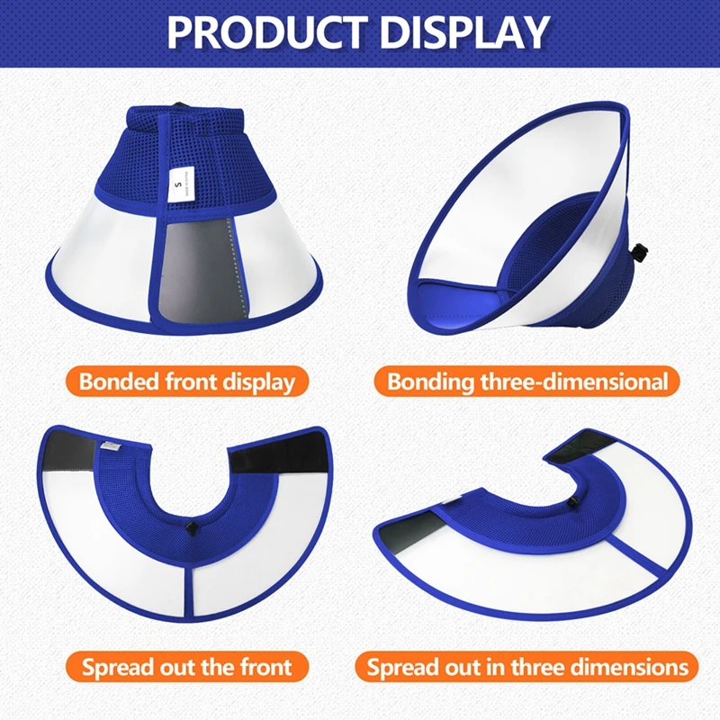 Collar de cono para cachorros y gatos, cono de recuperación cómodo después de la cirugía para dejar de lamer y rascar, Collar grande plegable para perros - imagen 3