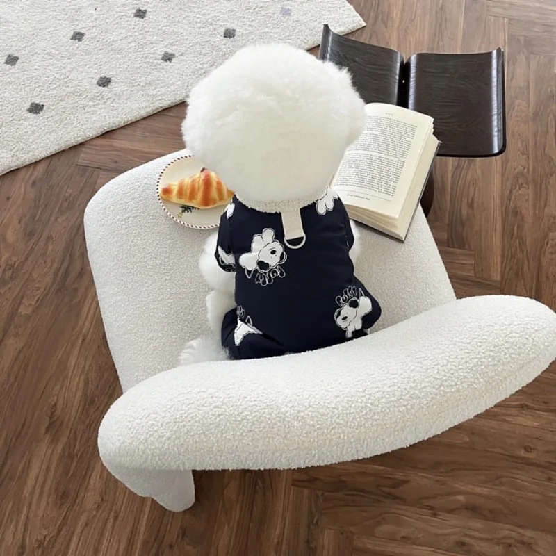 Mono de cuatro patas para mascotas, cálido para invierno, traje de otoño e invierno, oso de peluche, perro pequeño, ropa para cachorros de oso de peluche - imagen 4