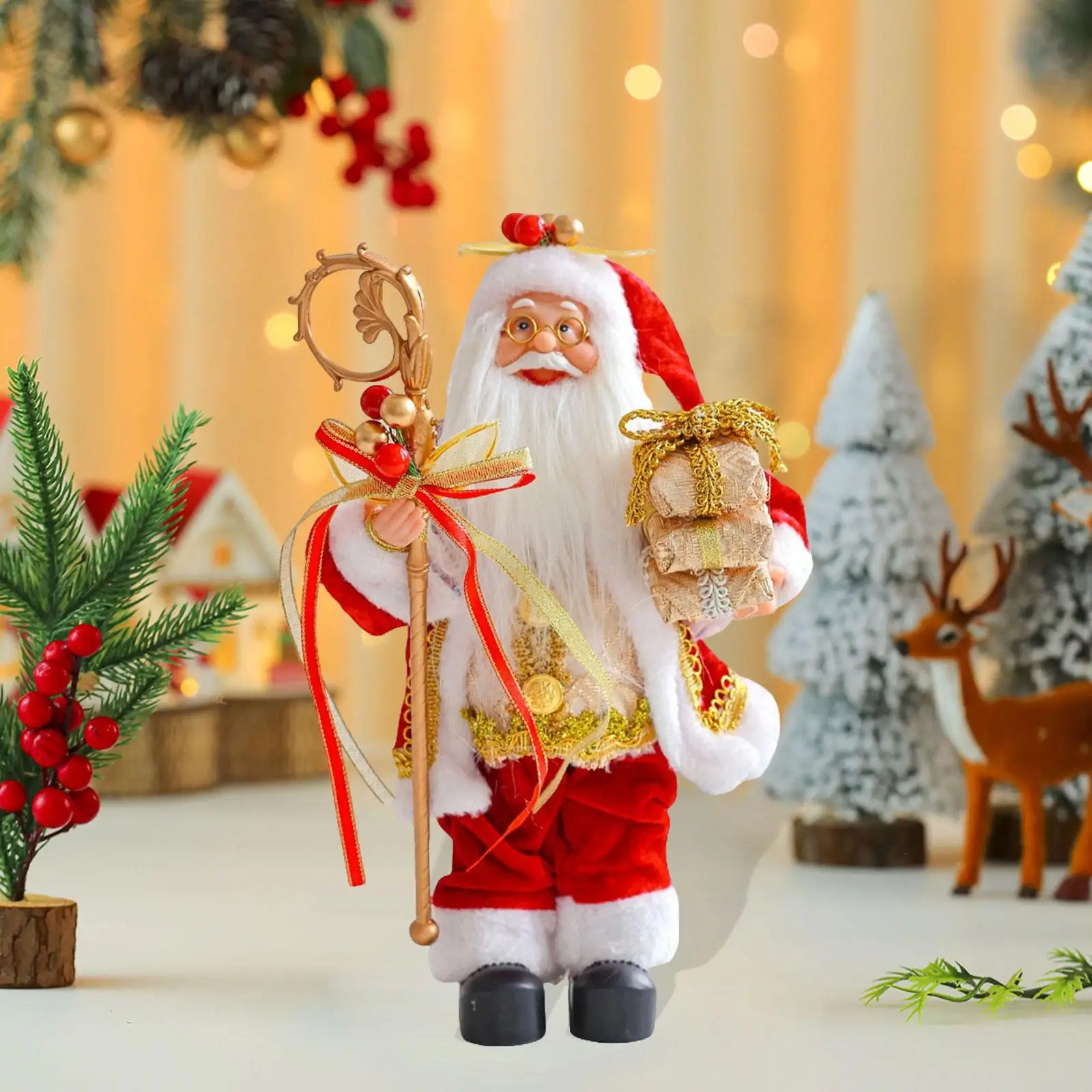Christmas Santa Figurine Santa Doll Desktop Ornament Christmas Decoration for Living Room Festival Fireplace Home Bedroom