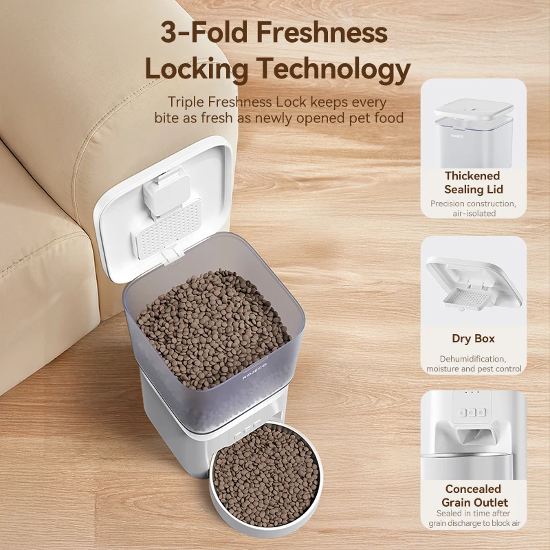 ROJECO-comedero automático para perros, 4,5l, dispensador inteligente de comida para gatos, aplicación remota WIFI, Control, grabación de voz, alimentador para mascotas, suministros para gatos y perros - imagen 5