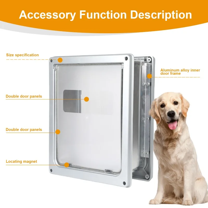 Puerta para mascotas de aluminio instalada en pared