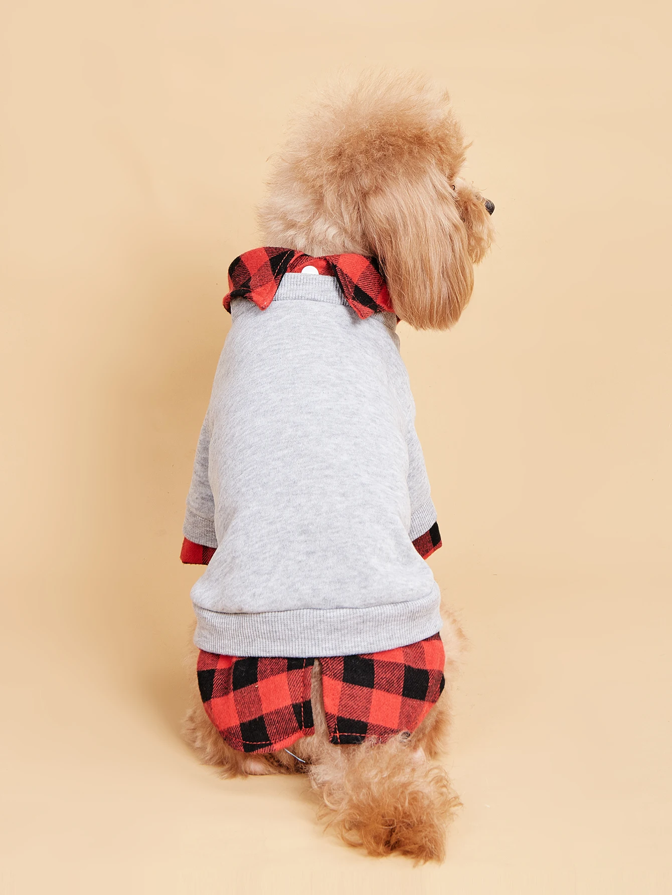 Sudadera con capucha para perros pequeños, disfraz de cachorro suave con cachorros, ropa a cuadros para mascotas, ropa para gatos - imagen 2