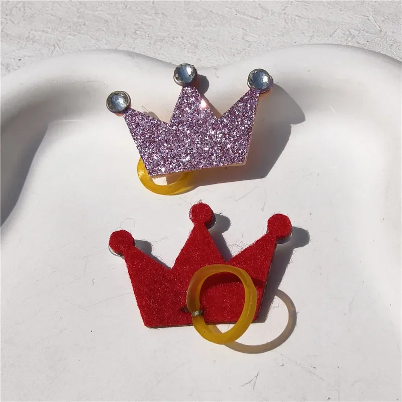Pinzas para el cabello con forma de corona de diamantes de imitación para perros con banda de goma, bonita decoración para la cabeza para mascotas, banda para el cabello, lazo para el cuidado de gatos, accesorios para mascotas - imagen 5