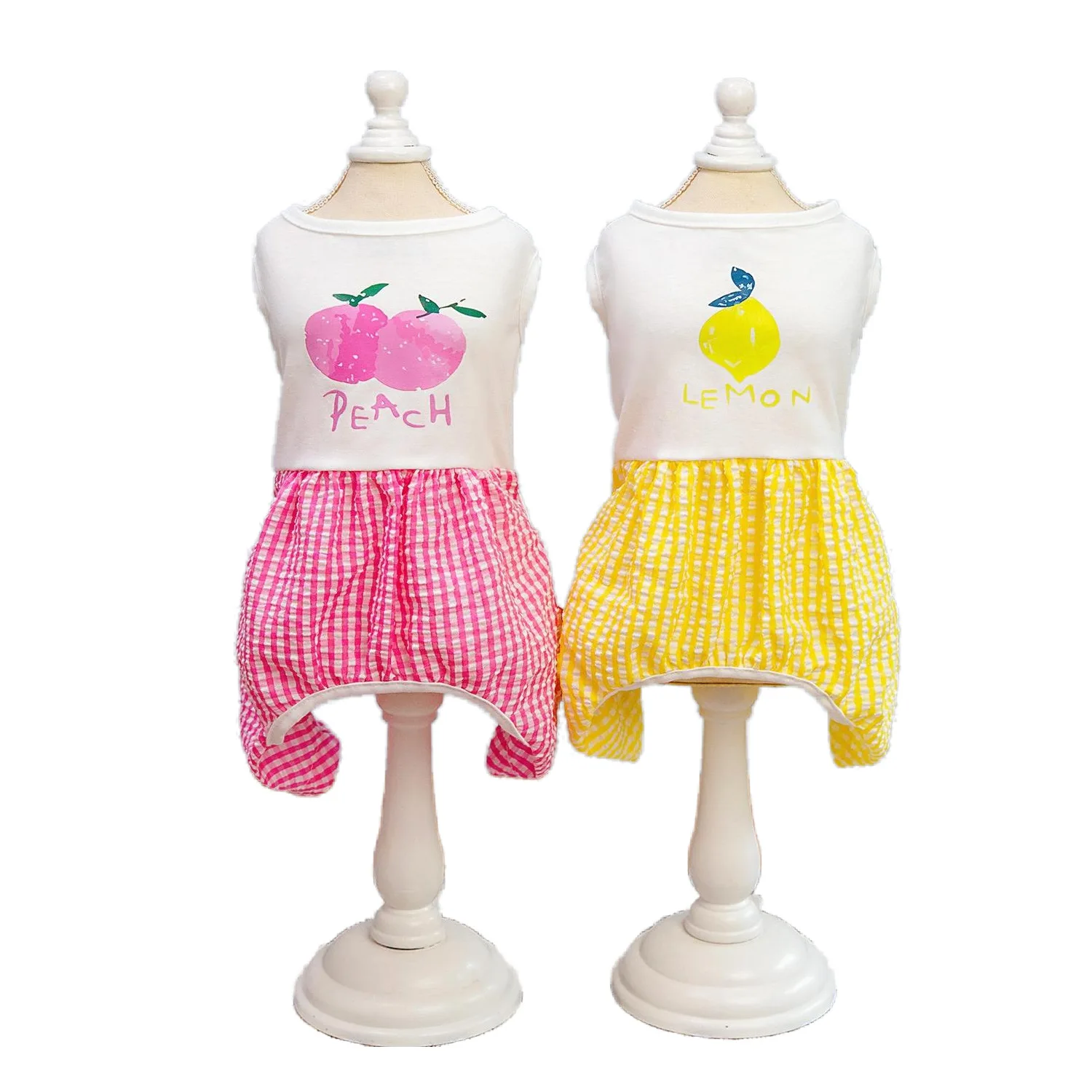 Pet Primavera Verano mono de retazos a cuadros ropa de dormir de casa de cuatro patas Teddy perro pequeño mascota verano pantalones de cuatro patas - imagen 5