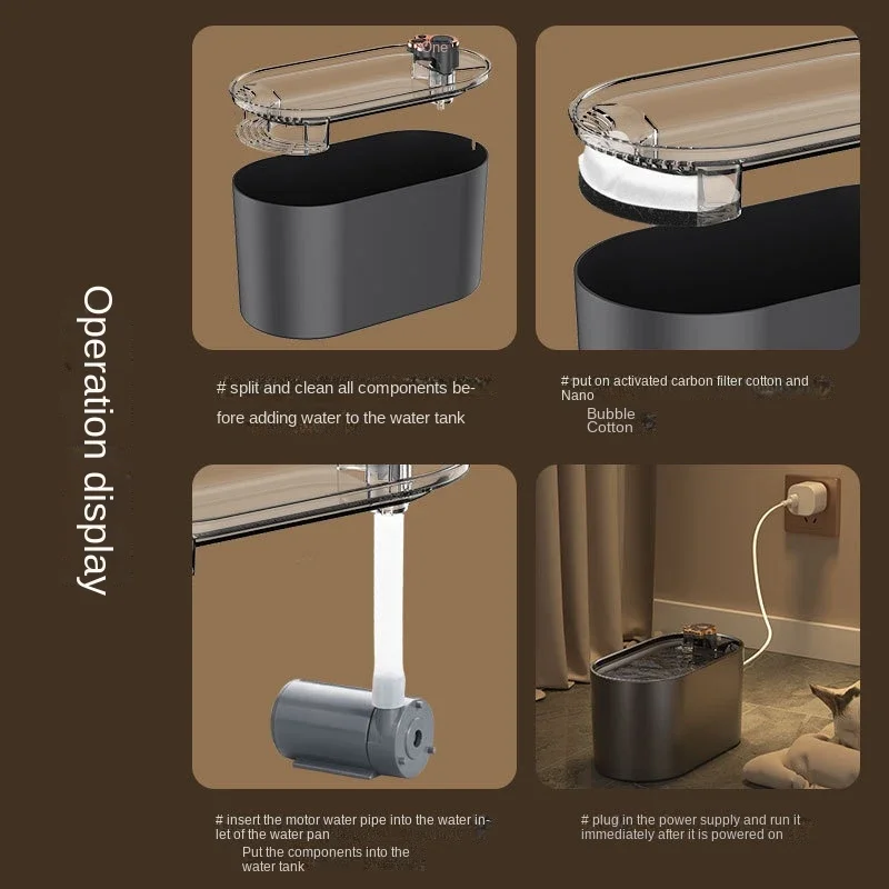 Fuente de agua inteligente para mascotas, alimentador automático de 3L con luz LED ultrasilenciosa, dispensador de bebidas eléctrico con USB - imagen 4