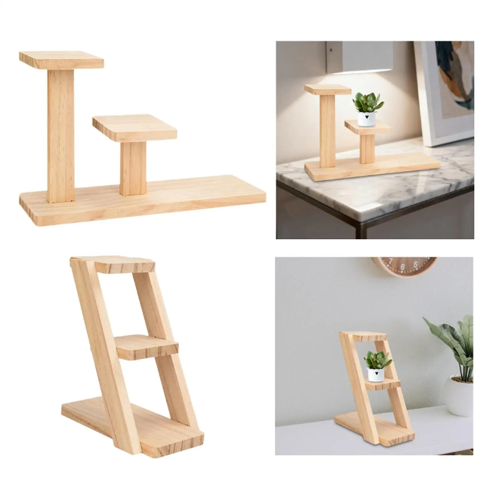 Wood Tabletop Plant Stand 3 Tier for Collectibles Figures Desktop Plant Shelf Display Rack Flower Stand for Desk Garden Bedroom