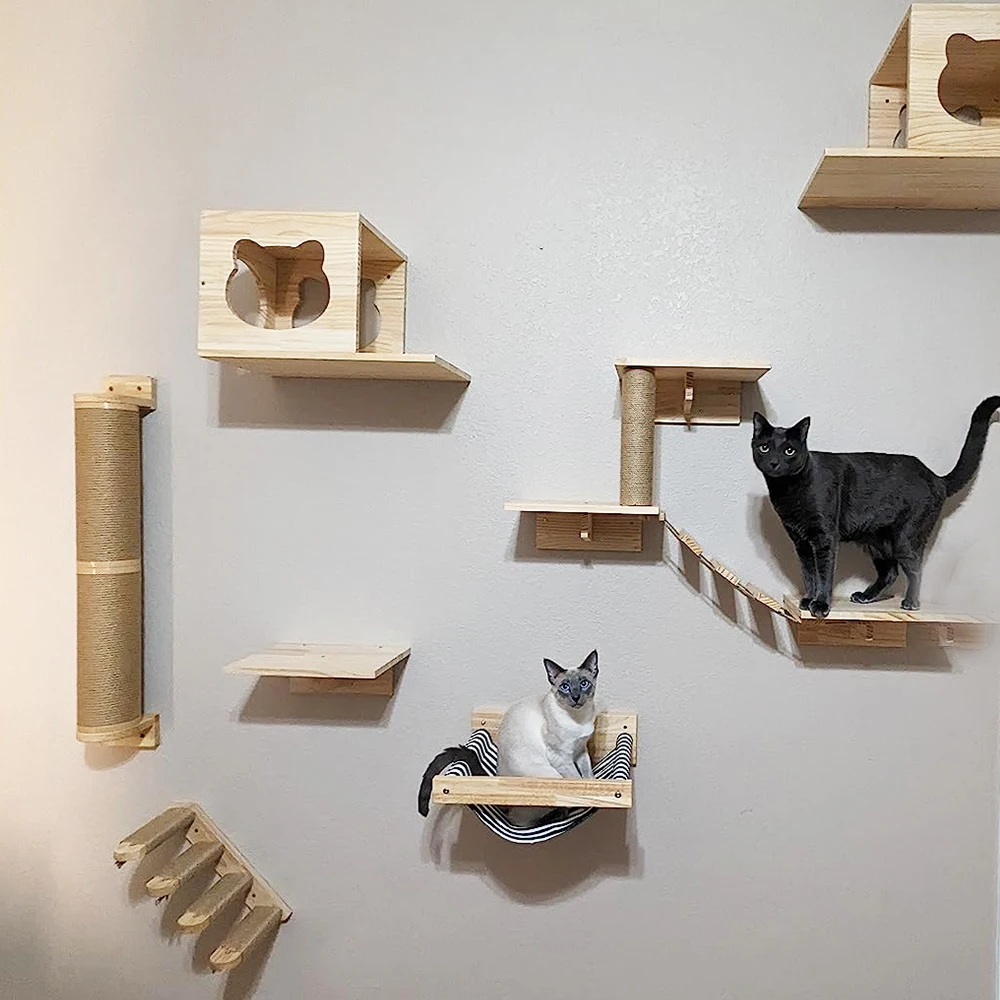 Muebles de escalada para gatos montados en la pared, soportes y perchas flotantes para gatos, árboles para gatos, plataformas para saltar - imagen 4