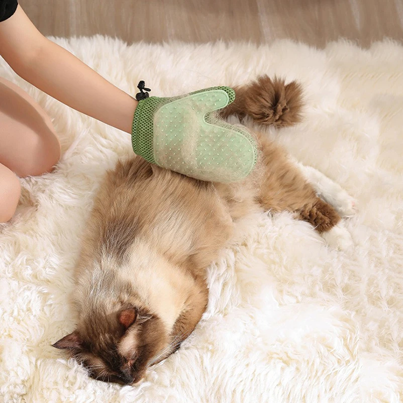 Nuevos guantes de dos caras para el cuidado de mascotas, cepillo de masaje para limpieza de pelo de gato, cepillo de baño para depilación de perros de silicona - imagen 2