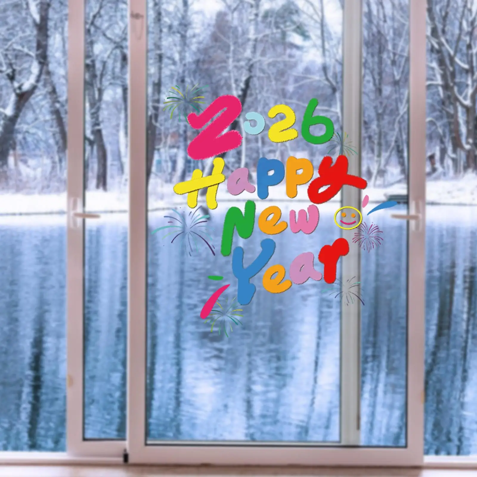 New Year Window Clings PVC Cartoon Horse Decal Festive Static Sticker for Chinese New Year Home Decor Party Events