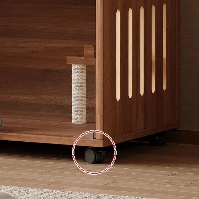 Casa de madera ventilada para gatos y perros pequeños con ruedas - imagen 4